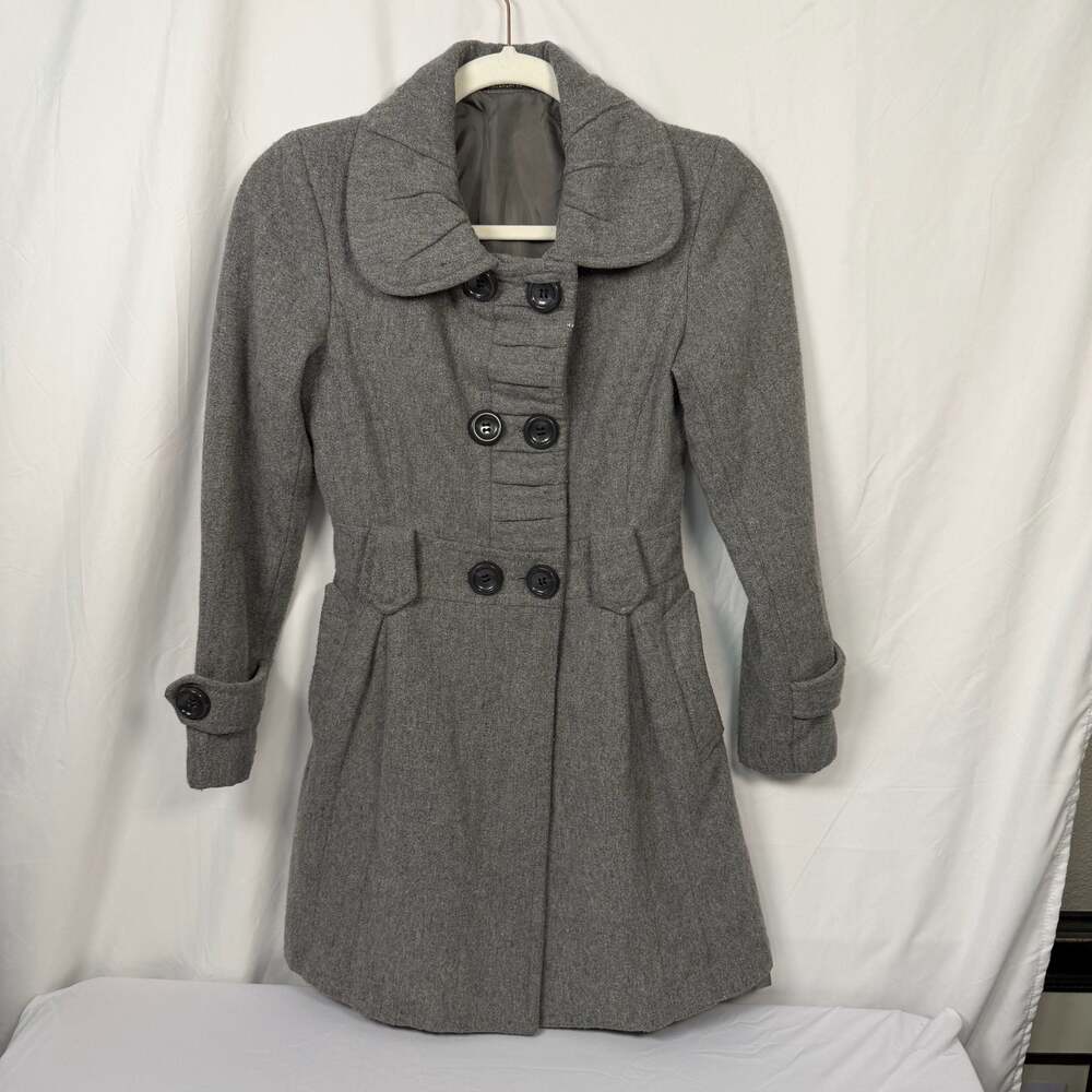 Huu Du Women's Gray Wool Blend Double Breasted Peacoat Size XS - Picture 1 of 5